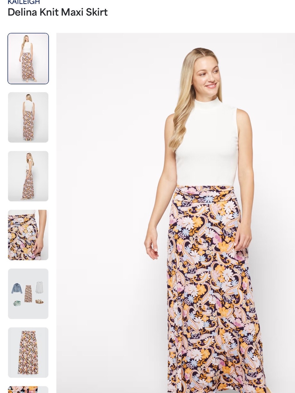 Kaileigh Pink, Yellow & Black Floral Knit Maxi Skirt
